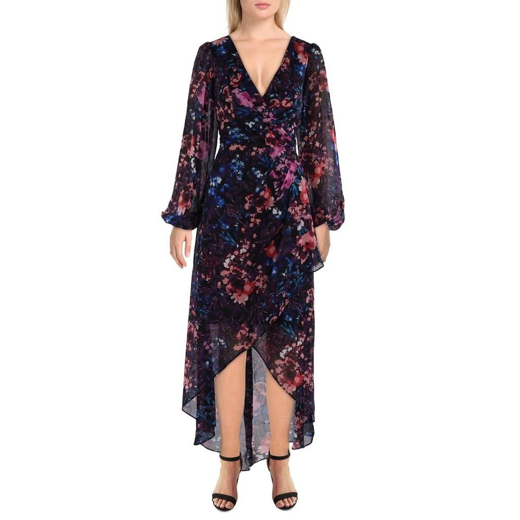 chinese dress ladies GUESS Floral-Print Long-Sleeve Faux-Wrap Dress  DGFOutlet