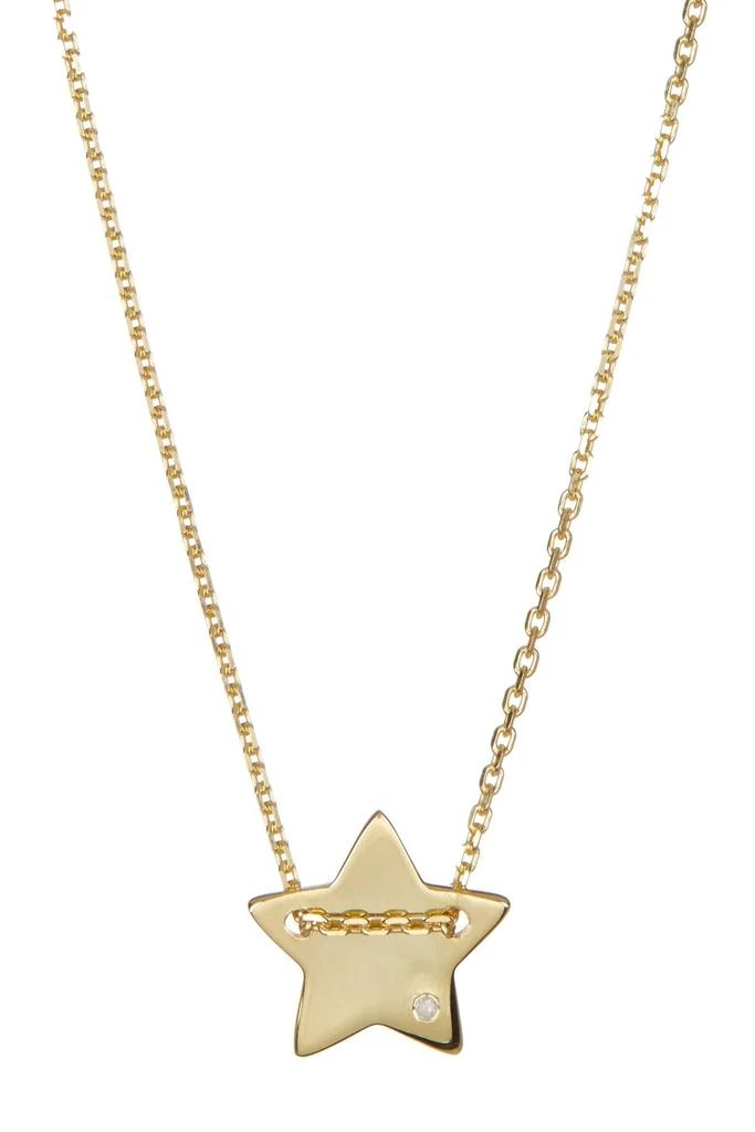 ADORNIA 14K Yellow Gold Plated Diamond Detail Star Charm Necklace - 0.01 ctw 1