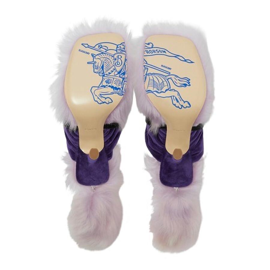 Burberry Shearling Step Post 105 Heel Sandals