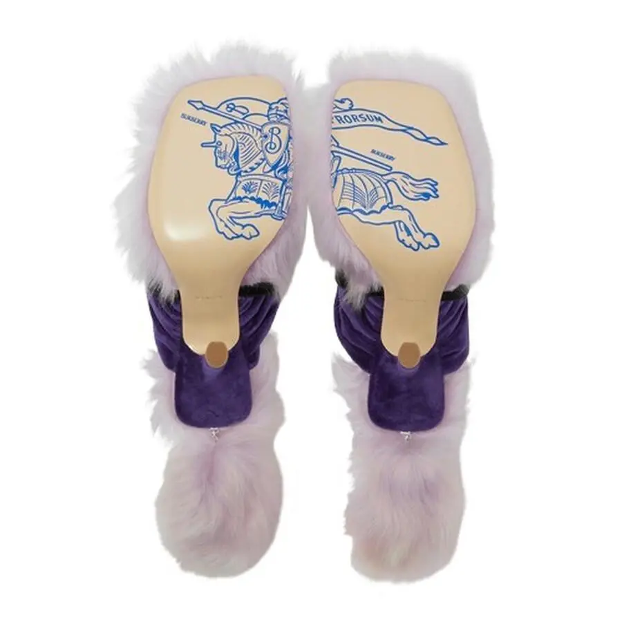 Burberry Shearling Step Post 105 Heel Sandals