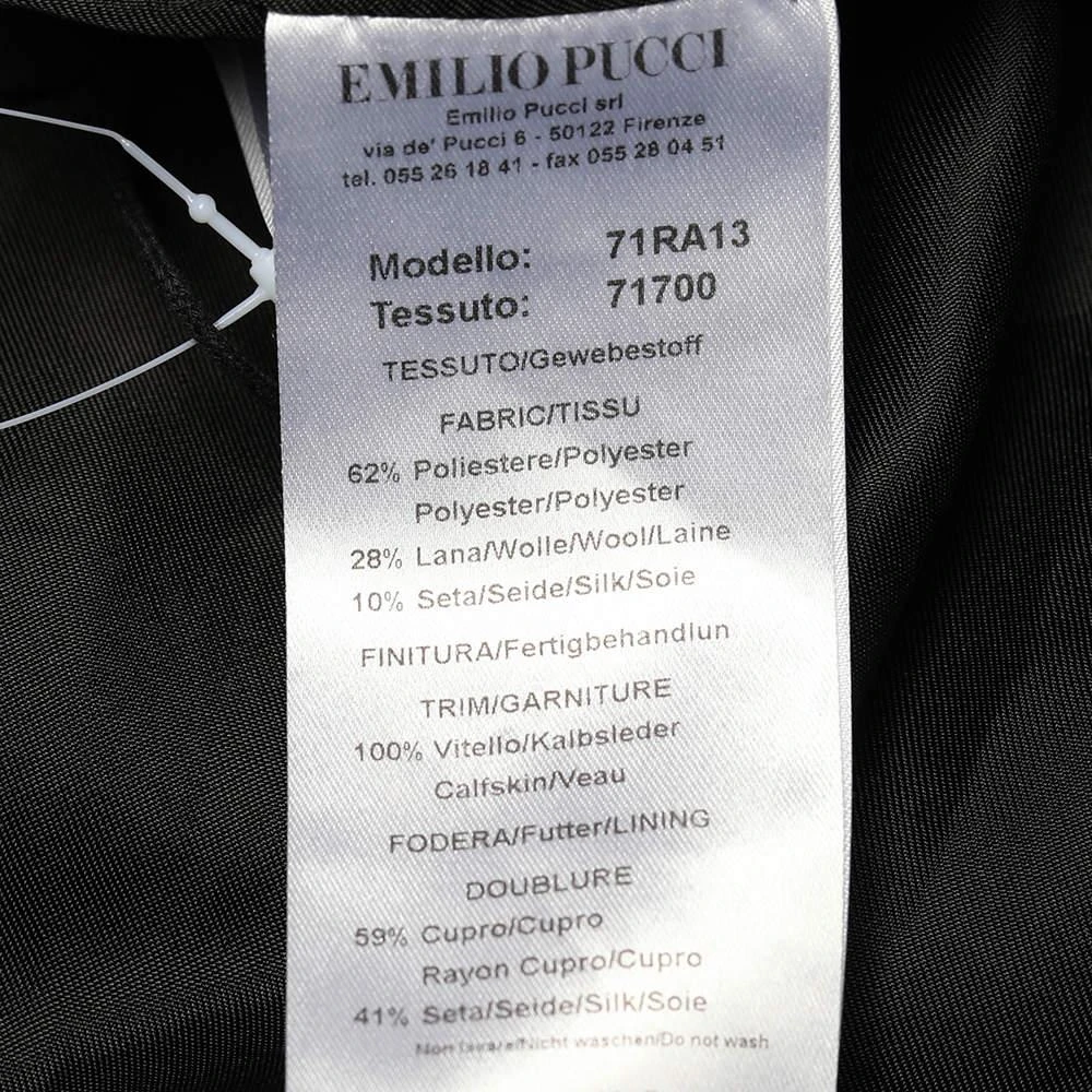 EMILIO PUCCI Emilio Pucci Black Leaf Jacquard Button Front Oversized Coat S 6