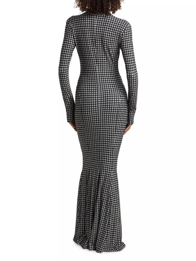 Norma Kamali Houndstooth Turtleneck Fishtail Gown 5