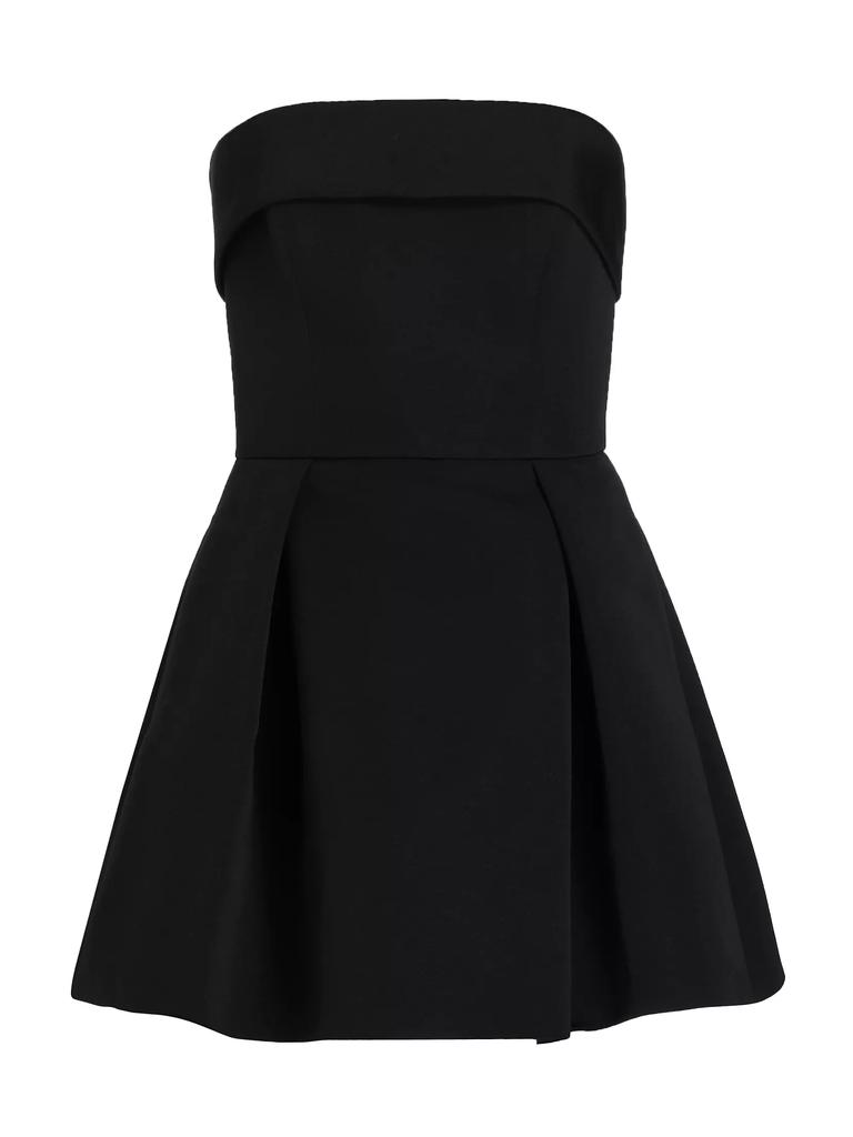 Amsale Box-Pleated Faille Minidress