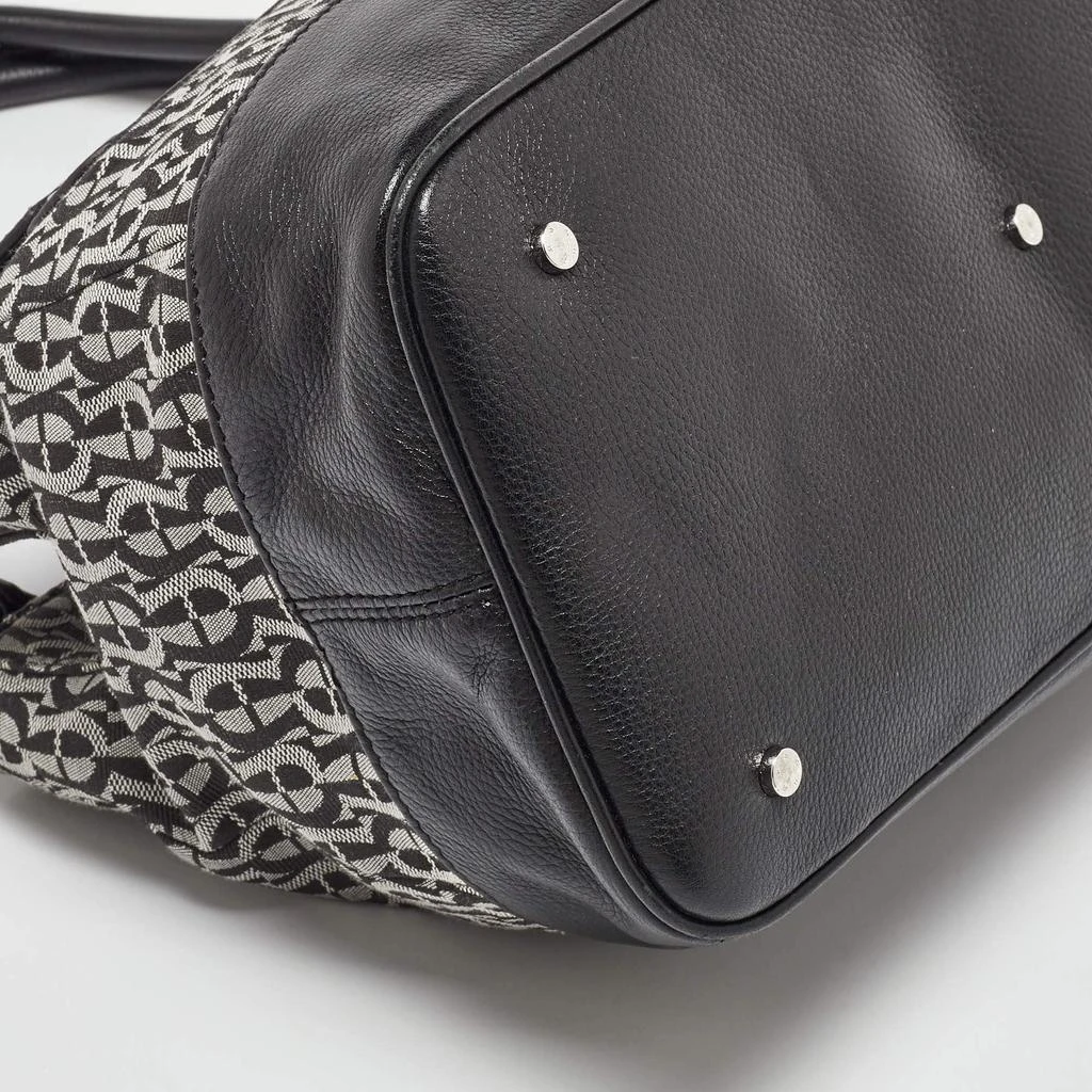 Aigner Aigner Black/White Signature Canvas and Leather Logo Tote 13