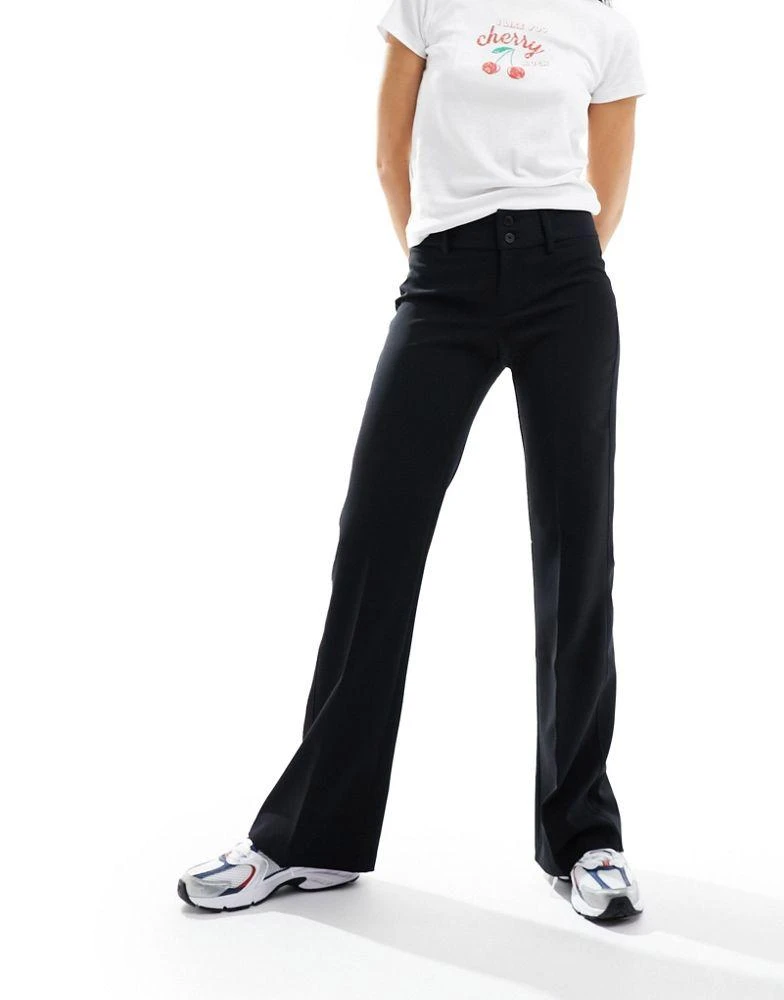 Bershka Bershka flared tailored trouser in black 4