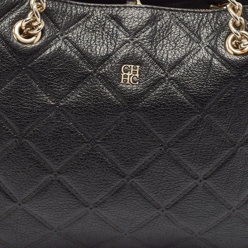 CH Carolina Herrera CH Carolina Herrera Black Quilted Embossed Leather Chain Tote 5