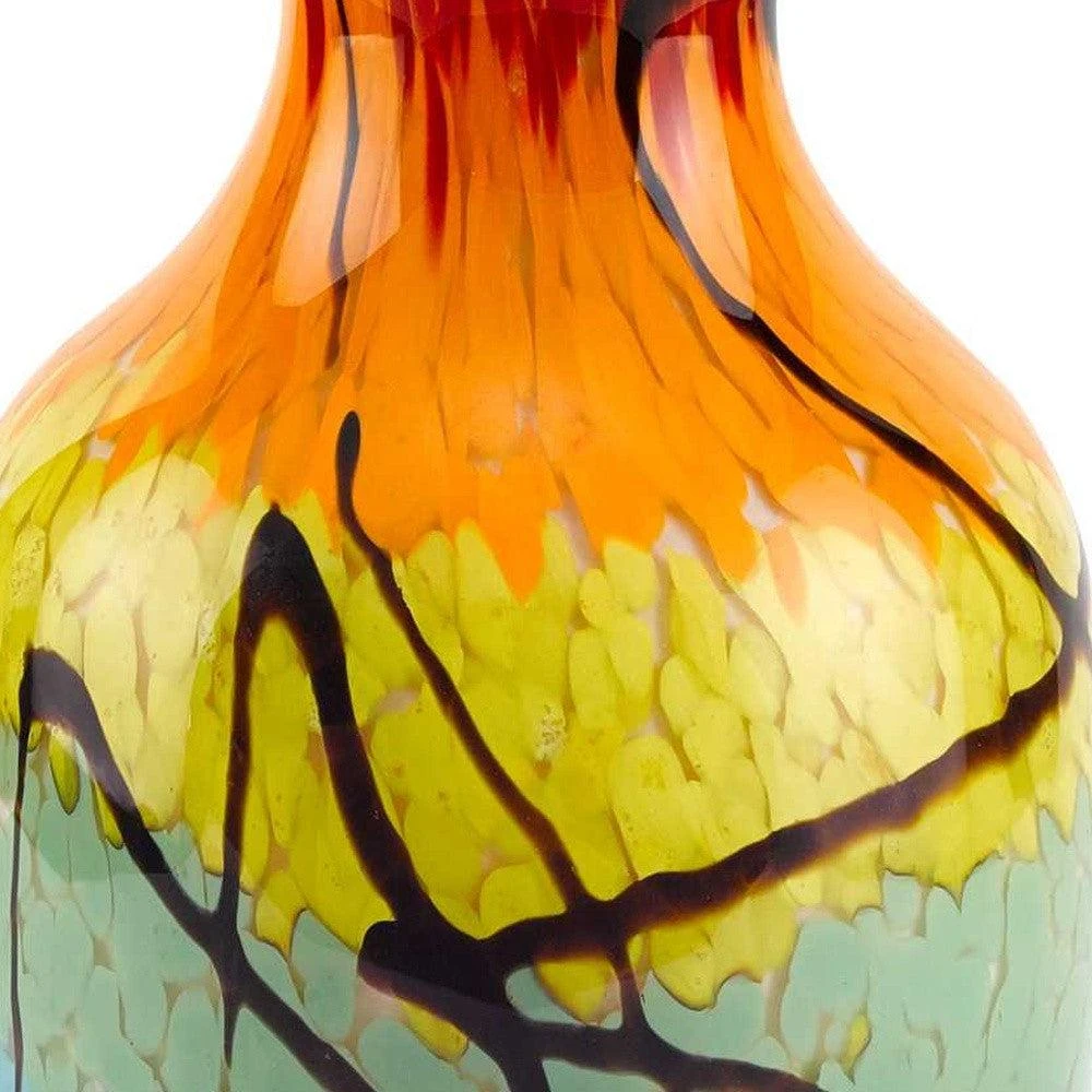 Hivvago 11" Black Blue Red And Yellow Abstract Urn Handblown Glass Table Vase 4