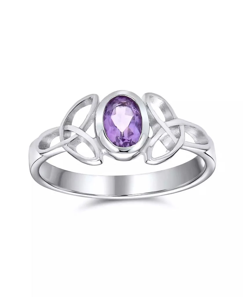 Bling Jewelry Delicate Oval Natural Stone BFF Sorority Sister Promise Trinity Celtic Knot Triquetra Ring Thin Band .925 Sterling Silver Rings