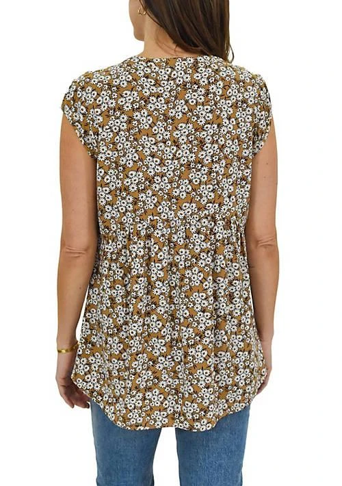 DR2 by Daniel Rainn By Daniel Rainn Floral Cap Sleeve Tunic Top 3