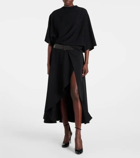 Alaïa Belted leather-trimmed midi dress 6