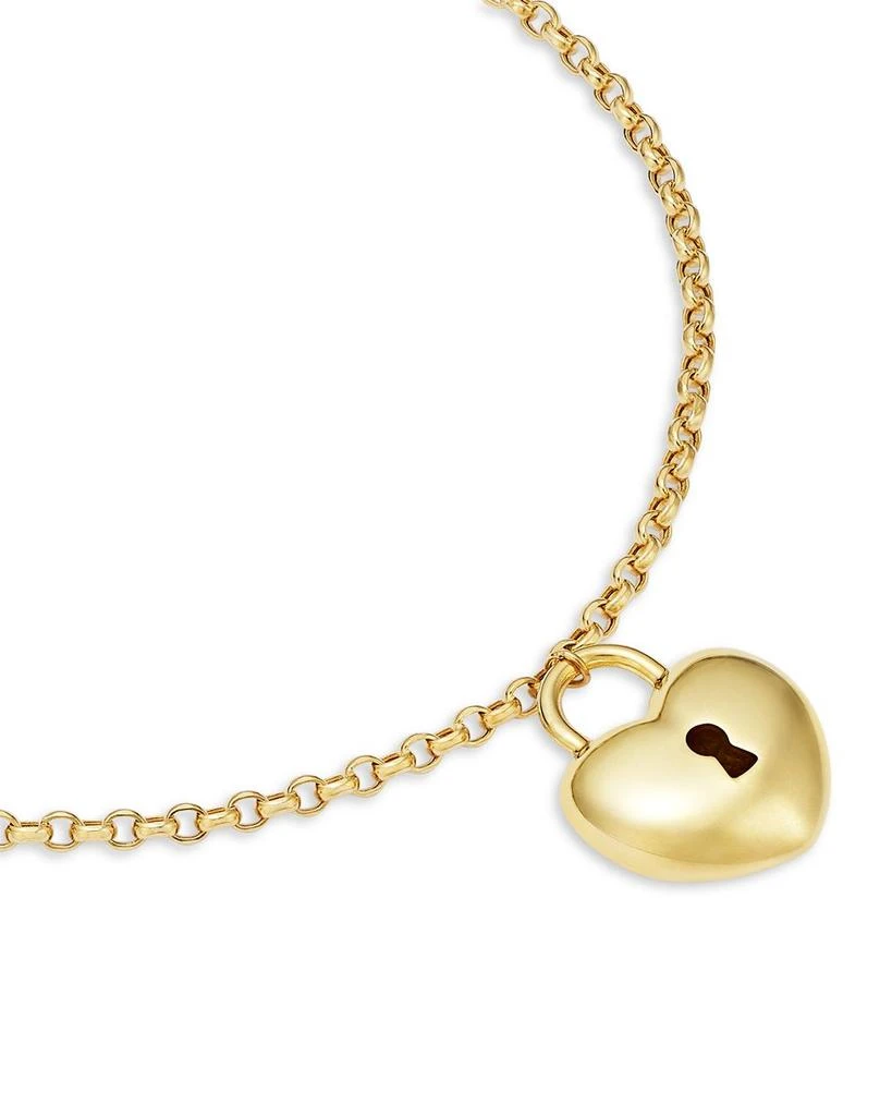 Bloomingdale
s Fine Collection Puffed Heart Lock Charm Bracelet in 14K Yellow Gold 3