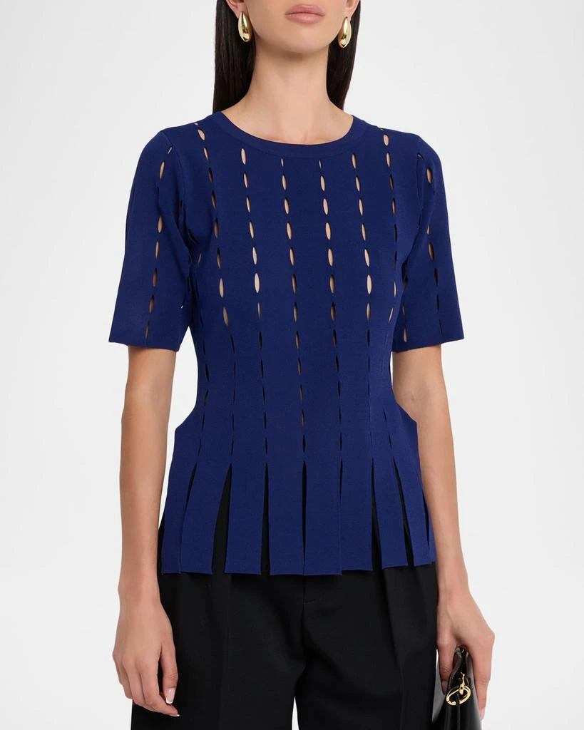 ZANKOV Murphy Laser-Cut Peplum Top 4