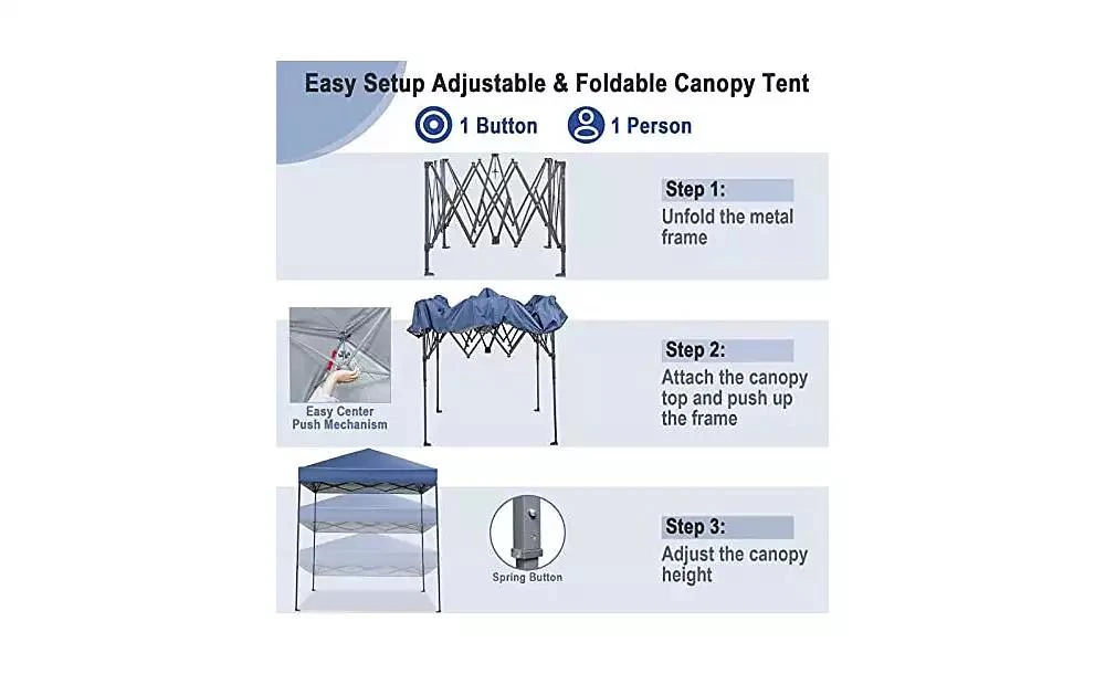 Mecale 6.6 x 6.6 Feet Outdoor Pop-up Canopy Tent with UPF 50+ Sun Protection 5