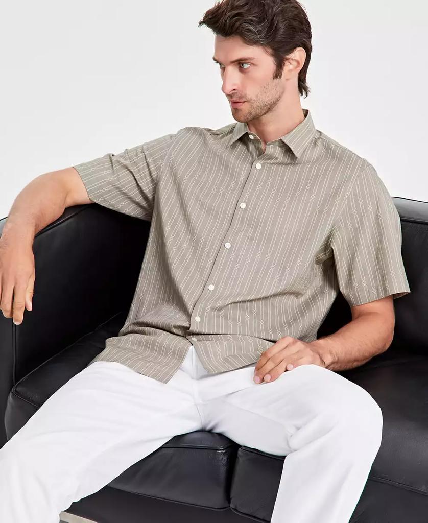 Alfani Men's Lobby Elevator Regular-Fit Stripe Button-Down Shirt, Created for Macy's