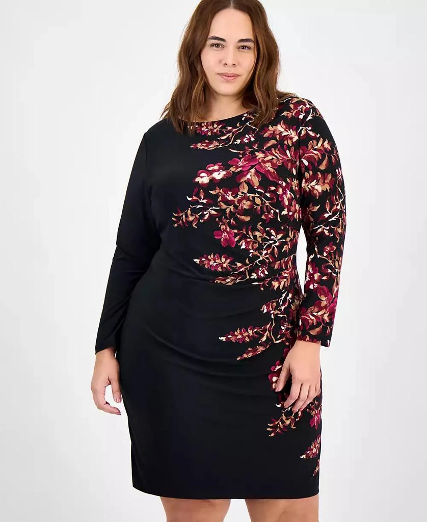 Kasper Plus Size Printed Long-Sleeve Sheath Dress 2