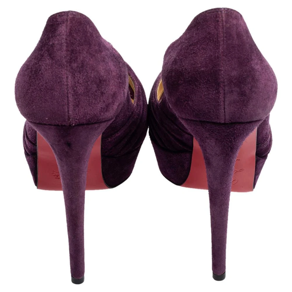 Christian Louboutin Christian Louboutin Purple Suede Knotted Greissimo Peep-Toe Platform Pumps Size 37 5
