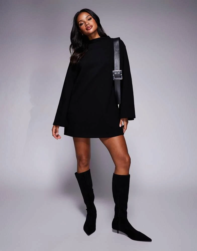 big sleeve mini dress Women's Plus Burgundy Satin Long Sleeve Mini Dress