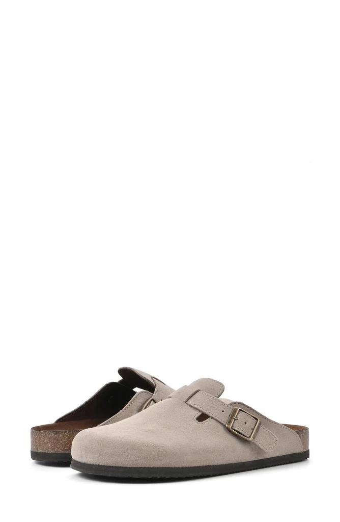 White Mountain Bari Faux Shearling Footbed Suede Mule 2