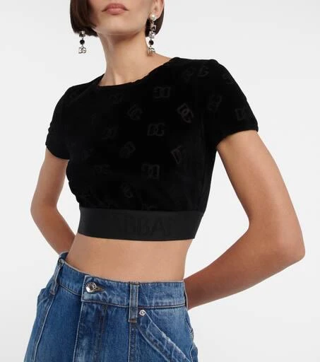 Dolce 
Gabbana Logo cotton velvet crop top 4