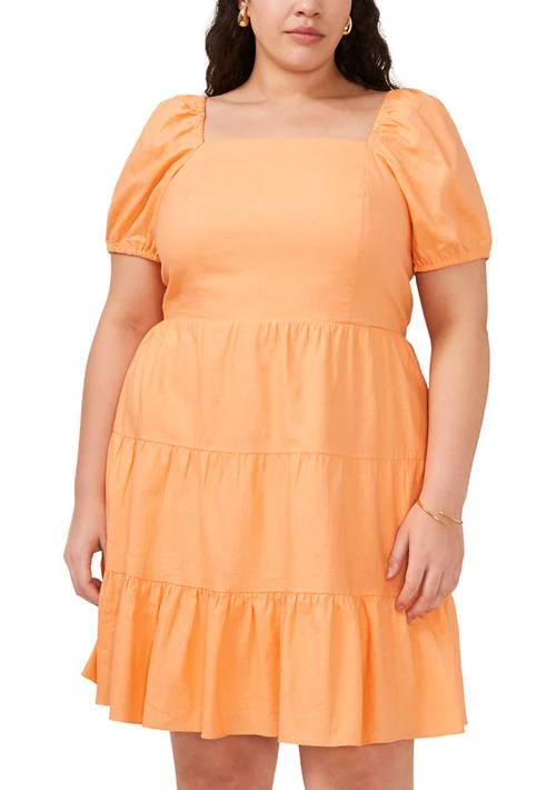 knee length dresses for ladies Red Hot Summer Sizzle Curvy Tiered Mini Dress 1x