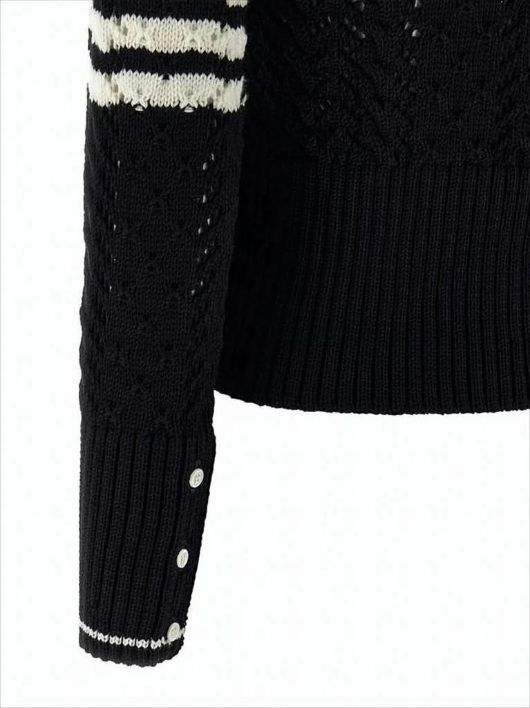 Thom Browne Textured Knit Cropped Cardigan With Contrasting Stripes 4