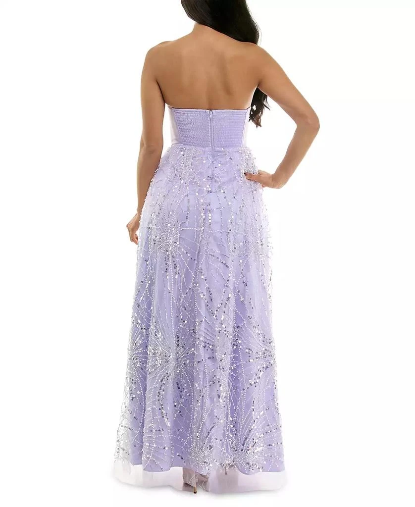 Violet Weekend Juniors' Sequin Pearl Corset Gown 2