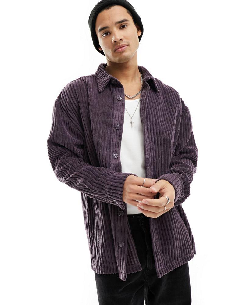 Reclaimed Vintage Reclaimed Vintage long sleeve cord shirt in plum