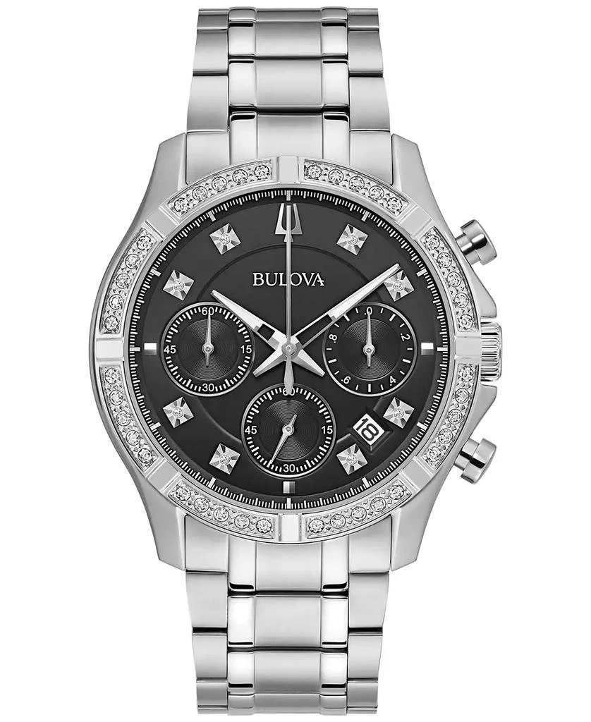 Bulova Men's Chronograph Classic Diamond (1/8 ct. t.w.) Stainless Steel Bracelet Watch 44mm, A Macy's Exclusive Style 1