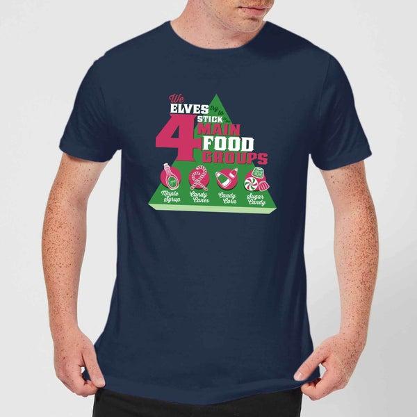 Elf Elf Food Groups Men
s Christmas T-Shirt - Navy