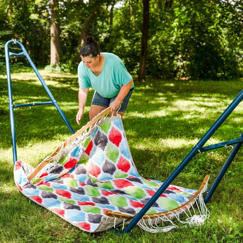 Sunnydaze Heavy-Duty Quilted 2-Person Hammock with Curved Bamboo Spreader Bars - 450 lb Weight Capacity 6