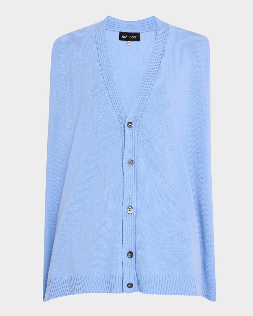 Eskandar A-Line Sleeveless V-Neck Cashmere Cardigan (Mid Plus Length)