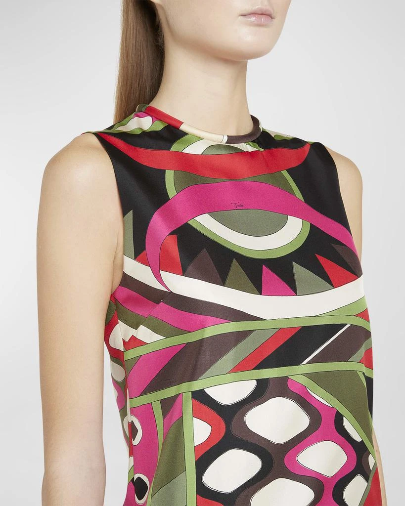 EMILIO PUCCI Abstract-Print Silk Sleeveless Mini Shift Dress 5