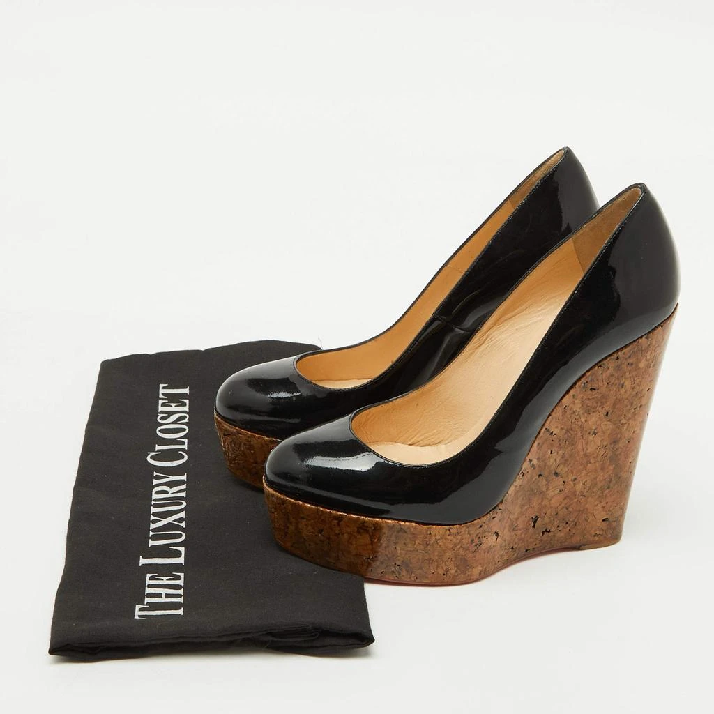 Christian Louboutin Christian Louboutin Black Patent Leather Cork Platform Wedge Pumps Size 36 9