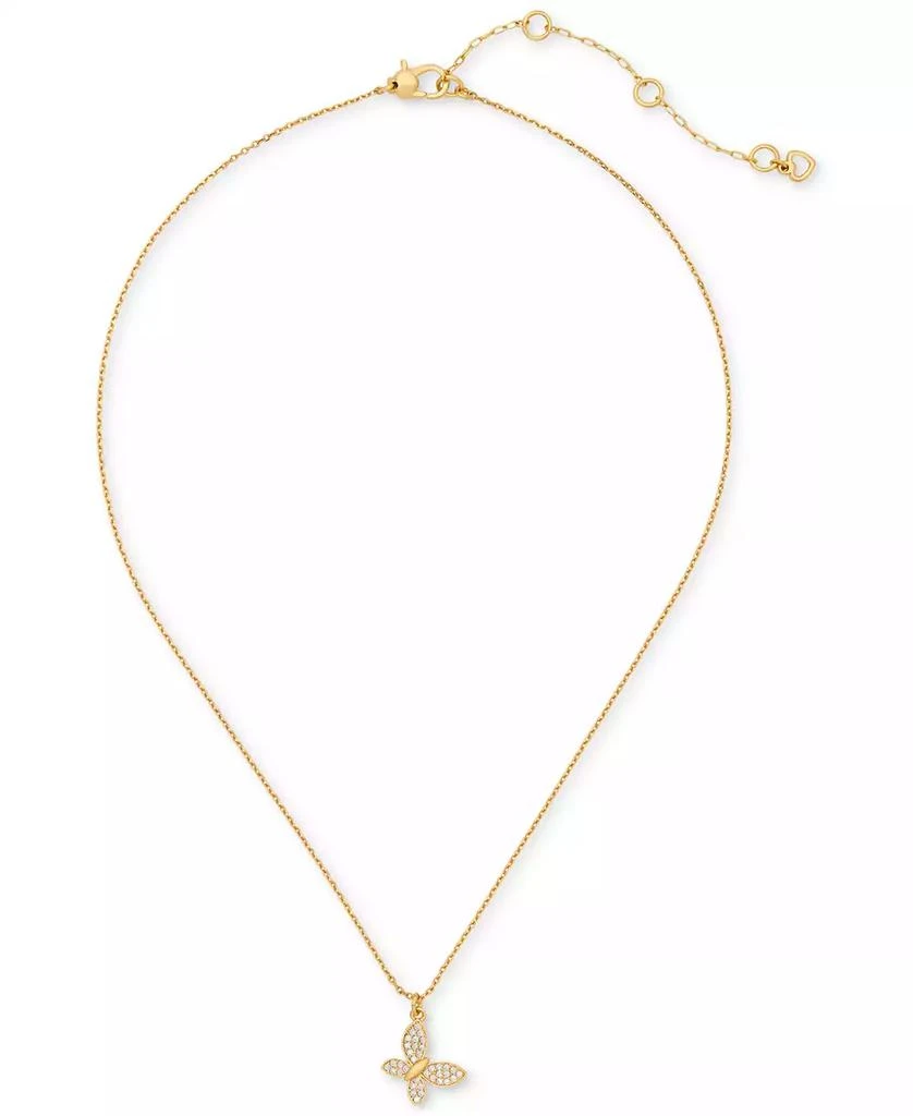 Kate Spade Lucky Charm Gold-Tone Pavé Crystal Butterfly Pendant Necklace, 16" + 3" extender 1