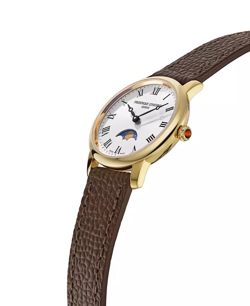Frederique Constant Women's Classics Quartz Moonphase Brown Leather Strap Watch 30mm