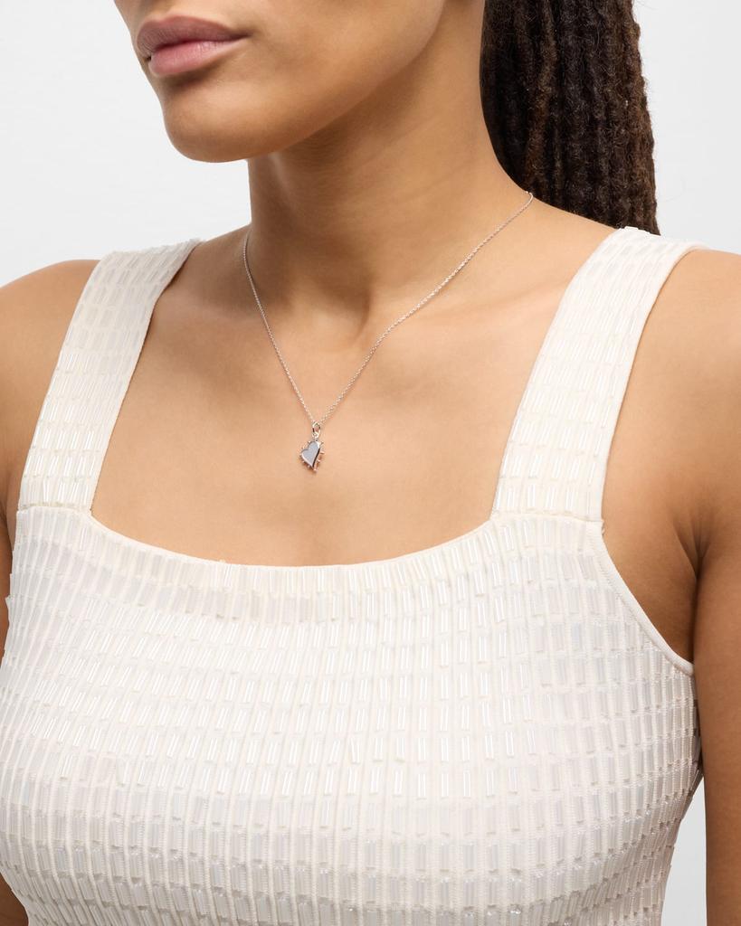 Monica Rich Kosann Sterling Silver Mother of Pearl Heart Pendant Necklace