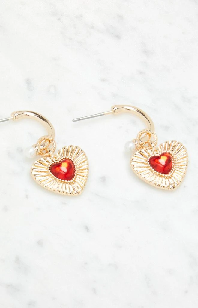 LA Hearts Red Heart Charm Earrings 2