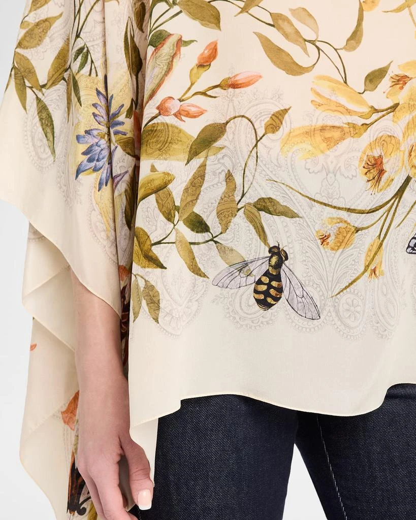 ETRO Floral-Print Silk Poncho Top 5