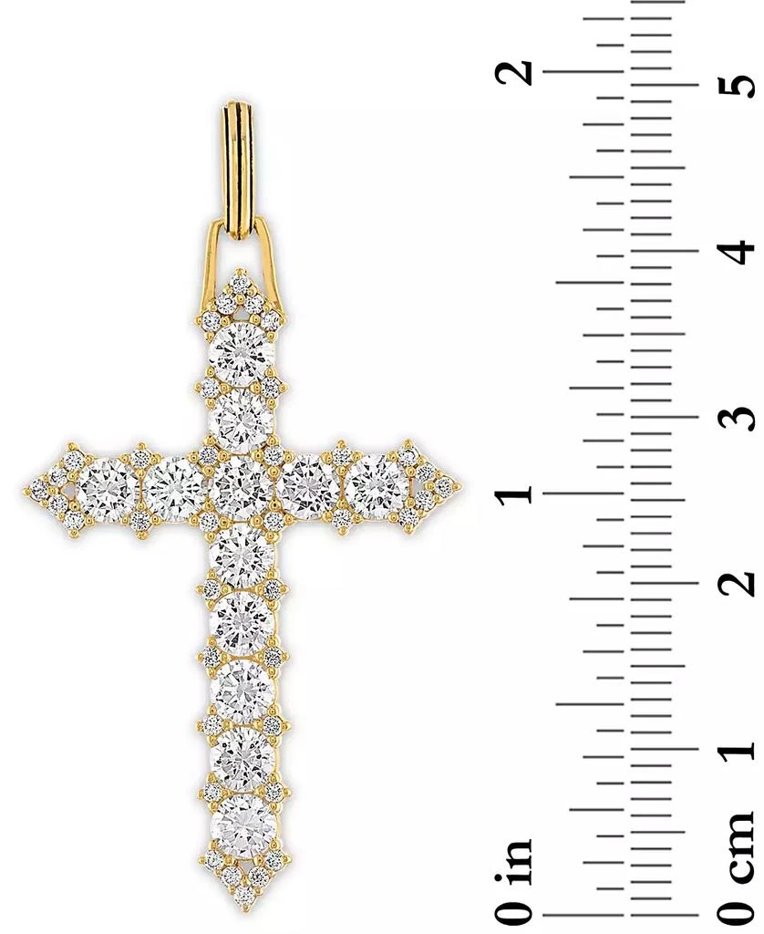 Esquire Men's Jewelry Cubic Zirconia Cross Pendant in 14k Gold-Plated Sterling Silver, Created for Macy's 3