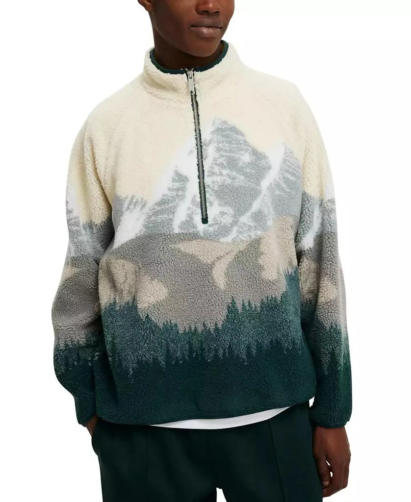 Cotton On Men's Teddy 1/2 Zip Fleece Sweatshirt 1