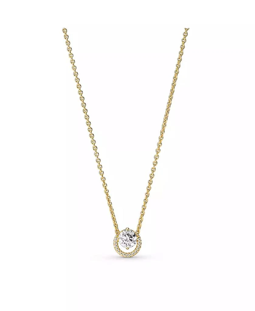 PANDORA Timeless 14K Gold-Plated Sparkling Round Cubic Zirconia Halo Pendant Collier Necklace 1