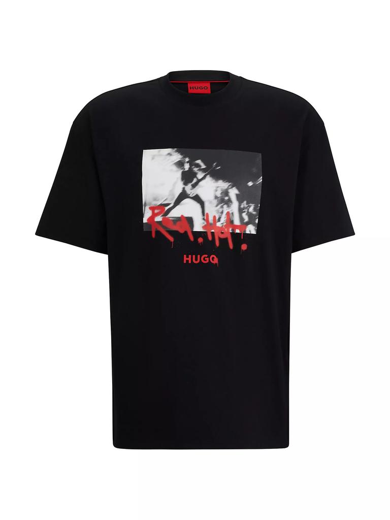 HUGO Cotton Jersey T-Shirt with Spray Paint Artwork