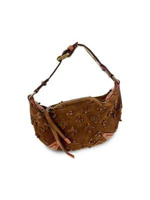 Louis Vuitton Louis Vuitton Hand Bag Brown Suede Mahina Fleurs Onatah Pm Cacao Hobo Bag Preowned 1