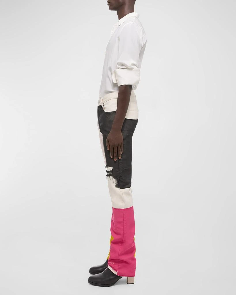 Helmut Lang Men's Low-Rise Colorblock Distressed Jeans 3