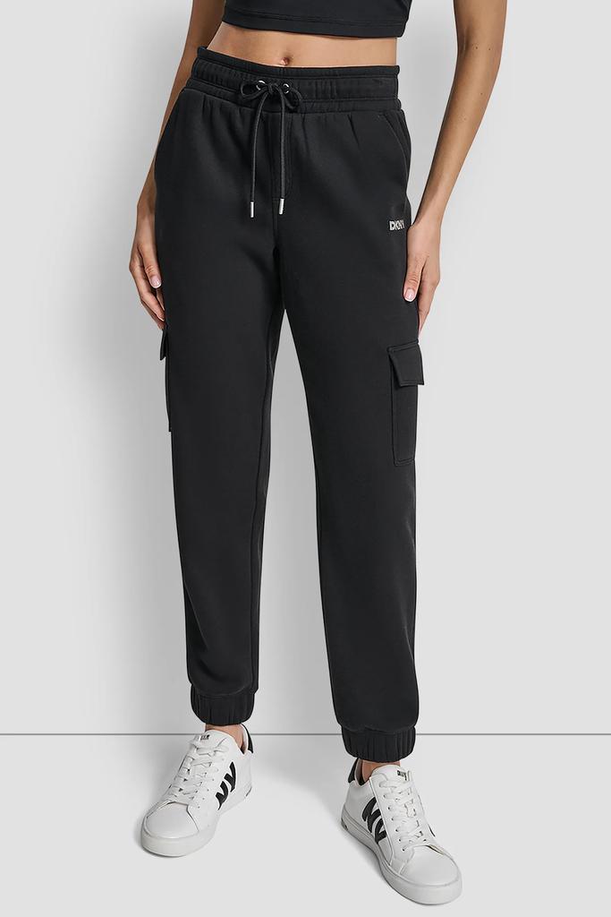 DKNY HIGH-RISE STUDDED LOGO SLIM JOGGER