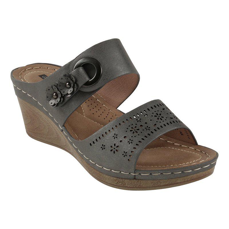 GC SHOES Theresa Pewter Wedge Sandal
