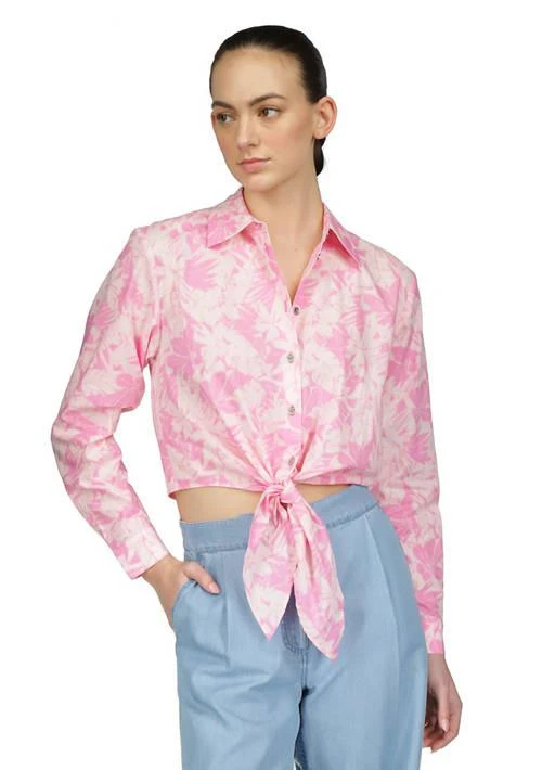 Michael Kors Womens Long Sleeve Palm Tie Shirt  On Sale Now with Up to 68%  Off | Discover Exclusive Deals & Savings at BeyondStyle  Authentic Michael  Kors Women|Button Down Tops |