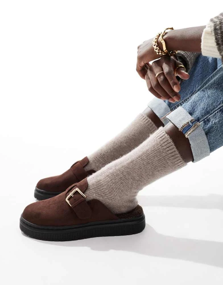 London Rebel London Rebel Donna buckle mules in chocolate 1