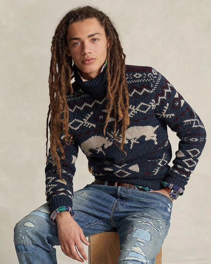 Polo Ralph Lauren Regular Fit Wool Cashmere Patterned Turtleneck Sweater 6