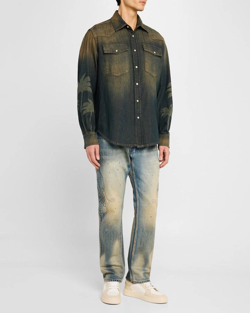 Palm Angels Men's Laser Palms Denim Shirt 2